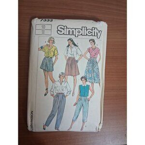 VTG Simplicity UNCUT Sewing Pattern 7333 Pants, Skirts Size 10 1986 80s Y2K